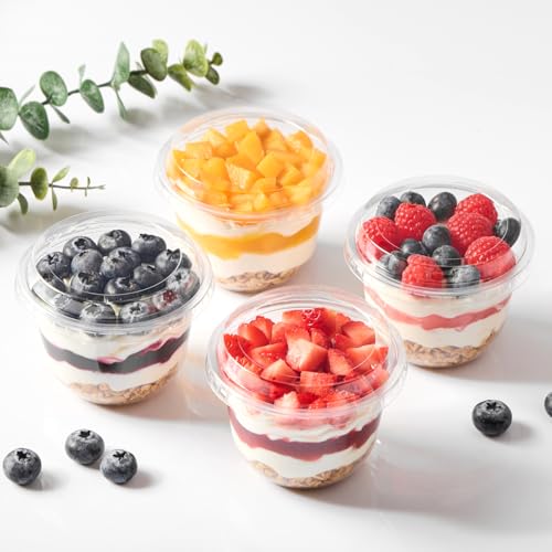 9 oz Plastic Dessert Cups with Lids, 50 Sets - size: 9 oz