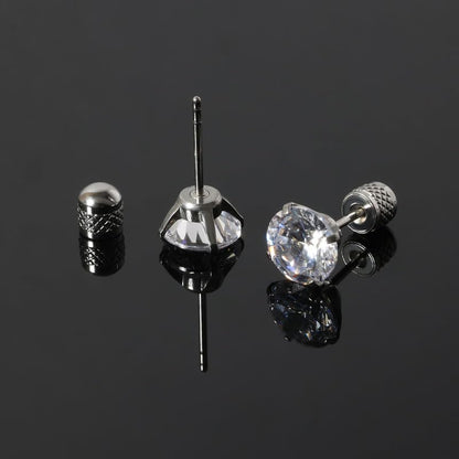 Titanium Earrings Push-in Threadless Flat Back Stud Earrings for Women Men, Cartilage Earring Hypoallergenic Cubic Zirconia Earrings Studs for Helix Tragus Piercing Jewelry - color: Silver-7mm