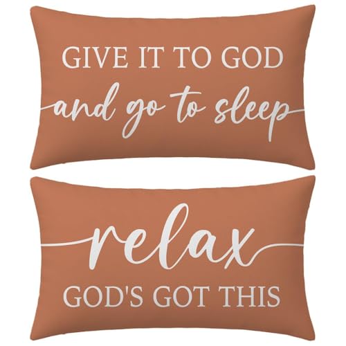 Rust Orange Fall Pillow Covers 12x20 Inch Set of 2, Christian Decor - color: Rust Orange