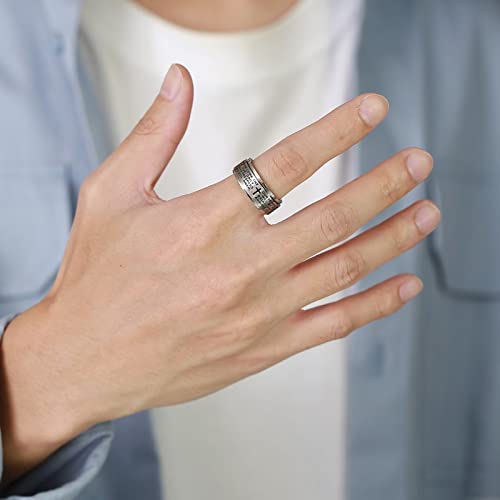 Cross Fidget Anxiety Worry Spinner Rings Stainless Steel I Can Do Bible Prayer Amen High Polished Bands Silver, Size 6 - color: our father,silver