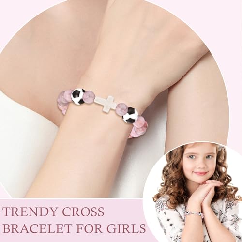 Bracelets for Girls Cross Soccer Bracelets Birthday Gifts for Girl - color: 5# Soccer Girl