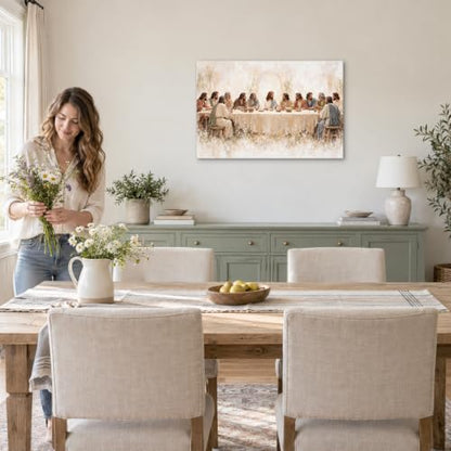 Bright Peaceful Last Supper Picture for Dining Room Christian Wall Art - color: Art-04, size: 36"L x 24"W
