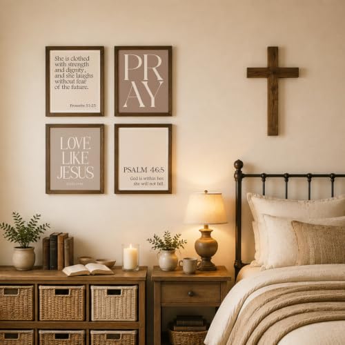 WEFKODO Christian Bible Wall Art Jesus Decor Pray Posters 8x10 Unframed - color: PRAY Browen
