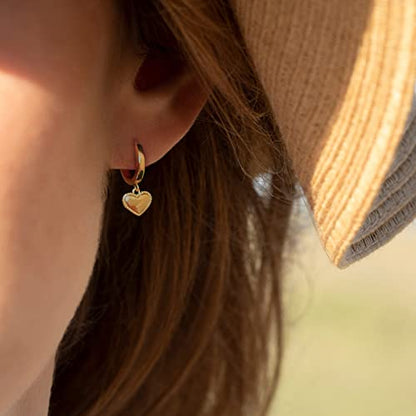 DAILY VIBES Cute Gold Mini Dangle Huggie Hoop Earrings for Women Trendy - color: Mini Heart B