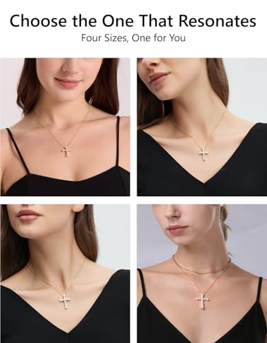 KRKC&CO Moissanite Cross Necklace for Women, 925 Sterling Silver, Gift Box - color: Gold C