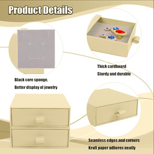 Jewelry Gift Box, 12-Pack Necklace Gift Box Drawer Jewelry Box Bangle Necklace Case For Earrings & Rings, Stylish Necklace Bracelet Organizer, 3.5 x 3.5 x 1.25 Inches (Off-White) - color: Off-White