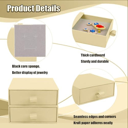Jewelry Gift Box, 12-Pack Necklace Gift Box Drawer Jewelry Box Bangle Necklace Case For Earrings & Rings, Stylish Necklace Bracelet Organizer, 3.5 x 3.5 x 1.25 Inches (Off-White) - color: Off-White