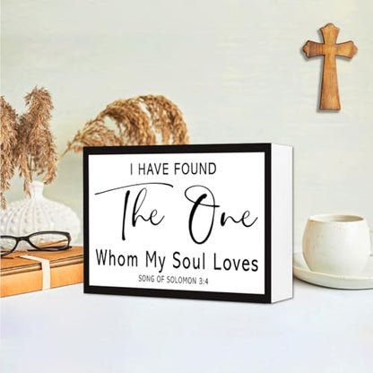 Song of Solomon 3:4 Christian Wood Box Sign Desk Deocr,My Soul Loves Bible Verse Wooden Block Sign for Home Farmhouse Bedroom Wall Shelf Tabletop Decor - style: My Soul Loves