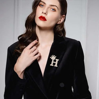 Brooches and Pins for Women A-Z Letter Rhinestone Brooch Pin Jewelry Gifts - color: B6