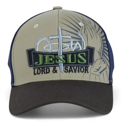 Trendy Apparel Shop Only Jesus Praying Hand Embroidered Christian Ball Cap - color: Khaki Brown 8