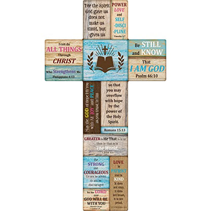 Jetec Wooden Cross Wall Decor, Bible Verse Catholic Farmhouse Rustic Sign