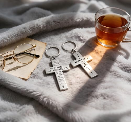 Cross Keychain for Men Women Teens, Christian Bible Verse Jesus Keychain, Religious Inspirational Scripture Accessories for Baptism First Communion Birthday Graduation