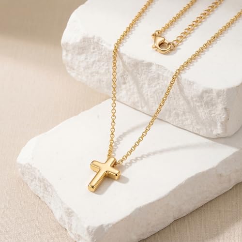14K Gold Plated Cross Necklace for Women, Christian Jewelry - style: 5-3D