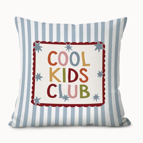 Playroom Throw Pillow Cover 18x18,Cool Kids Club Throw Pillows - color: Club