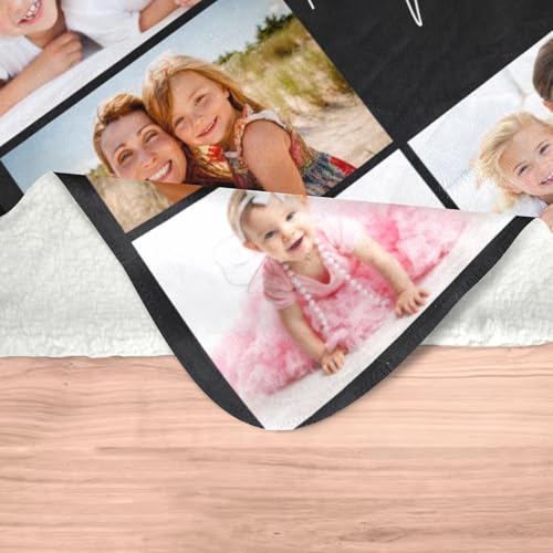 inkArts Custom Blanket with Photo, Personalized Blanket, Customized Photo Blankets, Customizable Picture Blankets, Personalized Photo Gifts for Mom Baby Kid Family Pet - color: 8 Photos