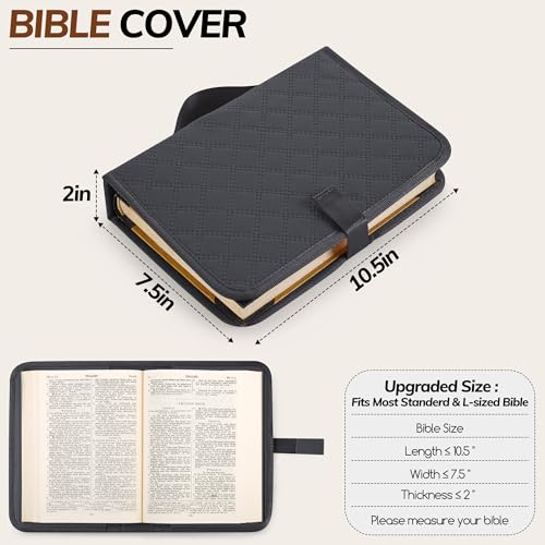 Large Bible Bag with Bible Cover Case for Women,Color-Blocking Quilted Church Tote Bag with Shoulder Strap, Christian Gifts for Women(Gray) - color: Beige/Gray