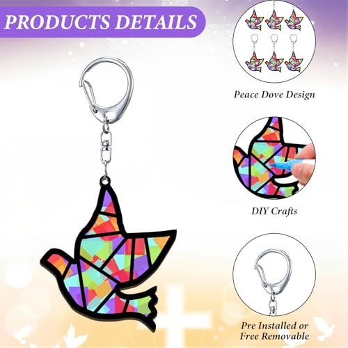 Yuntau 24 Pcs Religious Peace Dove Craft Christian Sunday School Keychain - style: Peace Dove