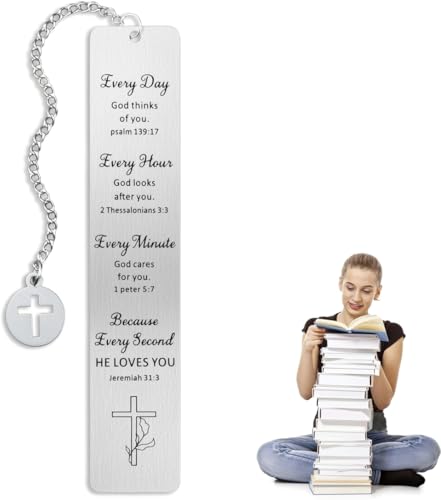 Bible Bookmark Christian Gifts for Women Men, Inspirational Book Mark with Bible Verses, Religious Get Well Soon & Sympathy Gifts, Faith Encouragement Present for Friend, Baptism Confirmation Keepsake - style: BM019 Bible Verses