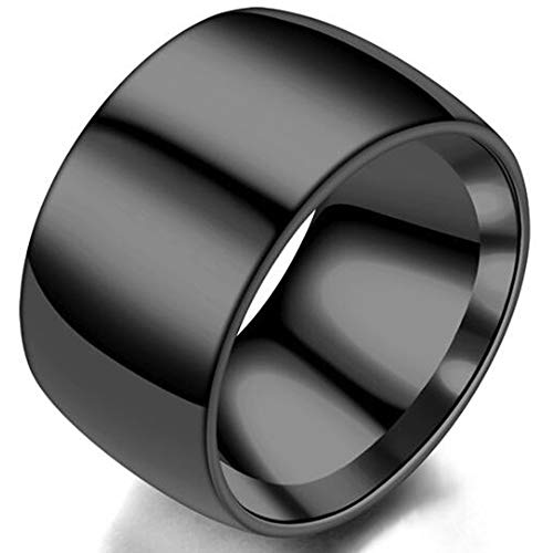 Jude Jewelers 12mm Stainless Steel Classical Simple Plain Wedding Band Ring - color: Black