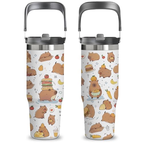 Capybara Tumbler with Straw and Handle 30oz, Capybara Gifts for Women - color: Capybara1