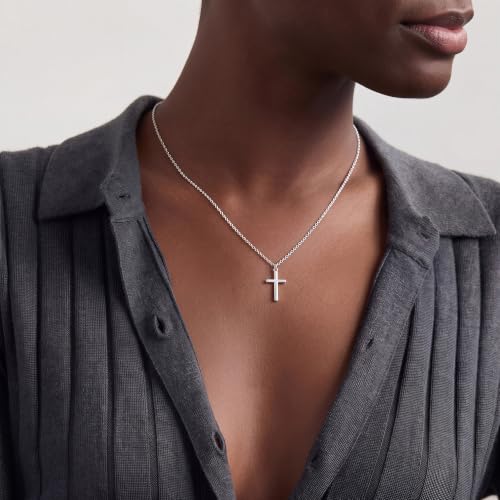 S925 Sterling Silver Cross Necklace for Women - Dainty Cable Chain Cross Pendant Necklaces for Women Trendy Jewelry Christian Baptism Religious Faith Jewelry Gifts 16-22 Inches