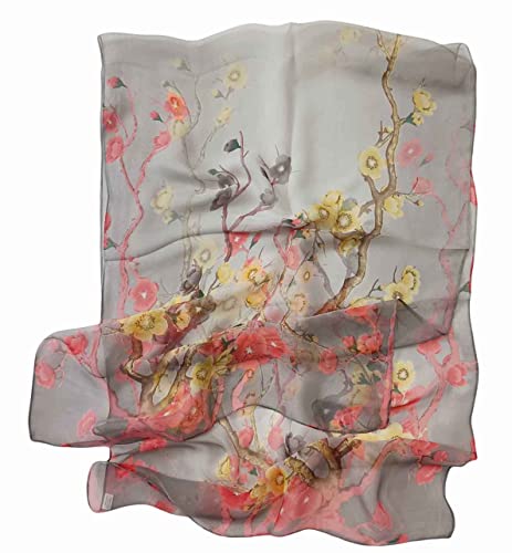 Pokeedioty Scarfs for Women Lightweight Scarves Elegant Floral Pattern Sheer Scarfs Shawls Wraps - color: Yh-114