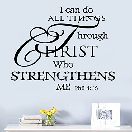 Bible Verse Wall Decals Vinyl Wall Quotes Stickers Inspirational Quotes Wall Decal Peel and Stick Wall Decor Religious Wall Decoration for Living Room Bedroom Office Bathroom