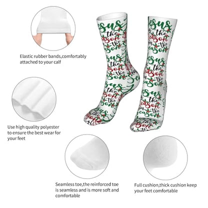 Happy New Year 2024 Unisex Sports Socks - Winter Casual Dress Fashion Socks - color: Jesus is the Reason for the Christmas Season3