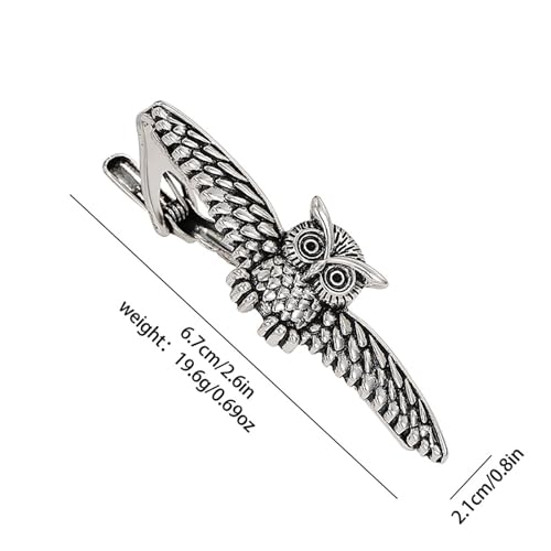 Novelty Silver Gold Black Tie Clip for Men Unique Owl Fish Shark Guitar Cross Tie Bar Neckties for Regular Wedding Business Tie Pin Clips Jewelry - style: Silver Owl
