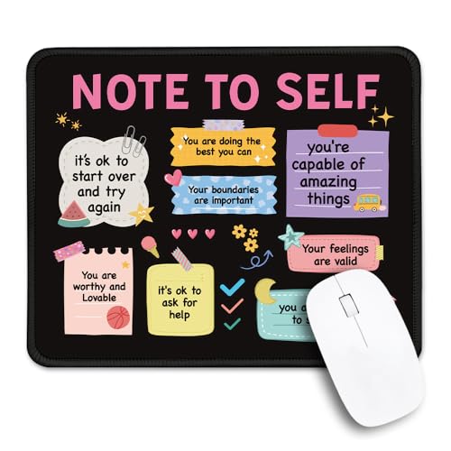 Note to Self Non-Slip Mouse Pad Inspirational Gifts for Women - color: Multi-Black 2