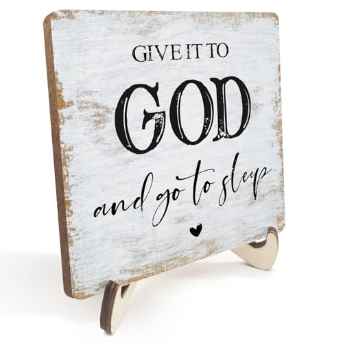Inspirational Sign Rustic Desk Decor Decorative Christian Gifts Religious Bible Verse Faith Decoration for Home Farmhouse Office Table Shelf Tiered Tray Plaque with Wood Stand - color: multicolour0322