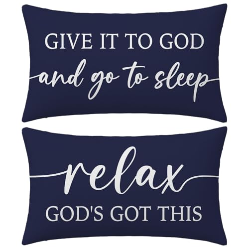 Christian Pillow Covers 12x20 for Bed Set of 2 – Navy Blue - color: Navy Blue