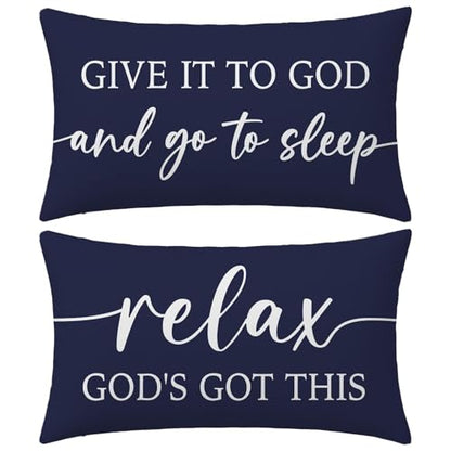 Christian Pillow Covers 12x20 for Bed Set of 2 – Navy Blue - color: Navy Blue