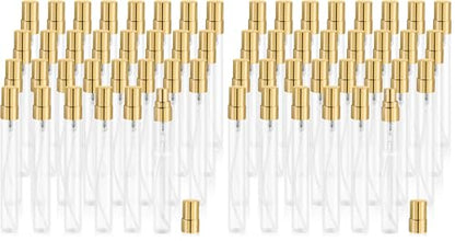 30 Pcs 10ml/0.34oz Mini Spray Bottle Glass Fine Mist Perfume Atomizer Empty Sample Containers with Golden Lids for Travel Cleaning Essential Oils (Pack of 2) - size: 10 ml (Pack of 2)