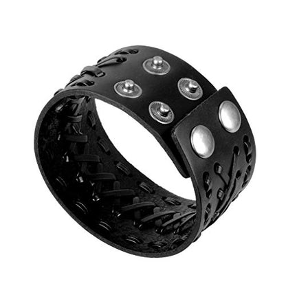 Jeilwiy Punk Rock Gothic Black Rivet Leather Spiked Necklace Collar Neckband Leather Choker Necklace for Women Mom Gifts Adjustable - color: braided bracelet