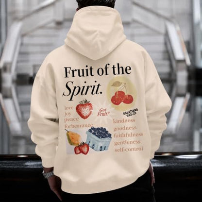 Christian Hoodies for Men Fruit of The Spirit Hoodie Jesus Religious Faith Bible Verse Sweatshirt Graphic Pullover - color: Apricot, size: Small