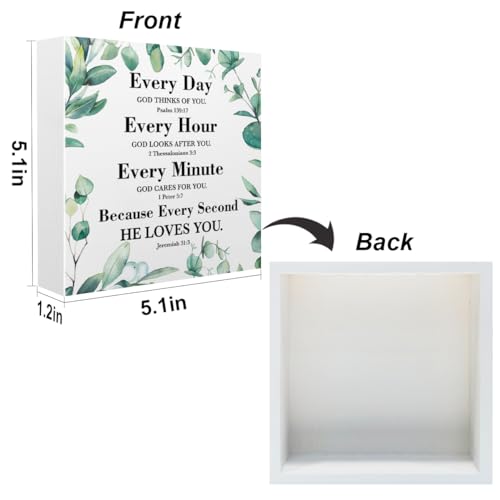 Inspirational Christian Office Supplies Desk Decor White Wooden Box Sign - color: White0386