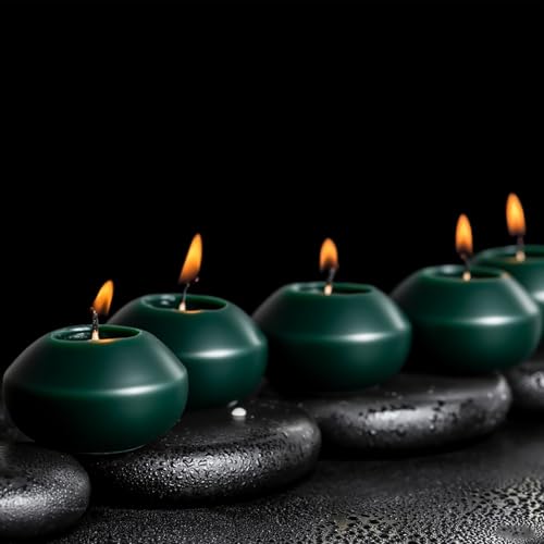 Dark Green Floating Candles 3 Inch 12 Pack - color: Dark Green, size: D：3 in