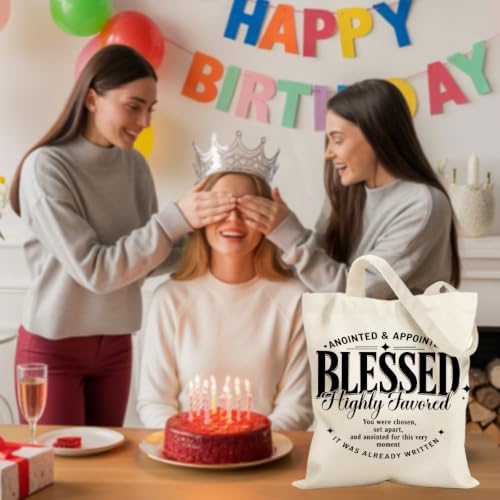 Faith Canvas Tote Bag, Christian Gifts for Women Mama Sister Inspirational Bible Verse Birthday Christmas - color: Blessed Faith 876