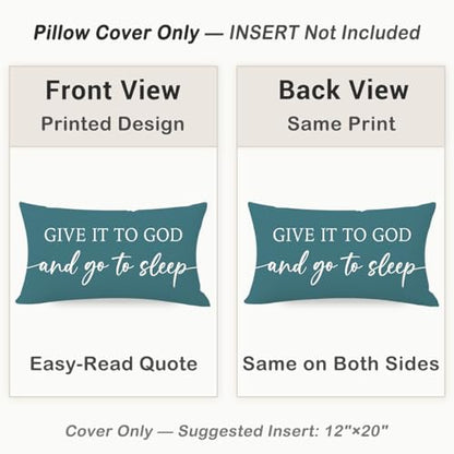 Decorative Throw Pillow Covers 12x20 Inch Set of 2 – Dusty Teal - color: Dusty Teal
