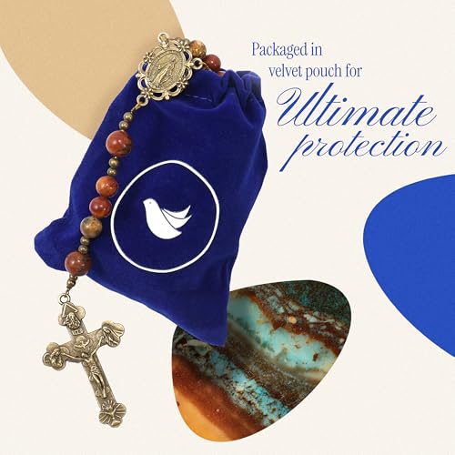 Handmade Catholic Rosary Beads - color: Picasso Jasper - Brown