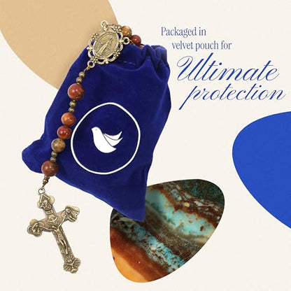 Handmade Catholic Rosary Beads - color: Picasso Jasper - Brown