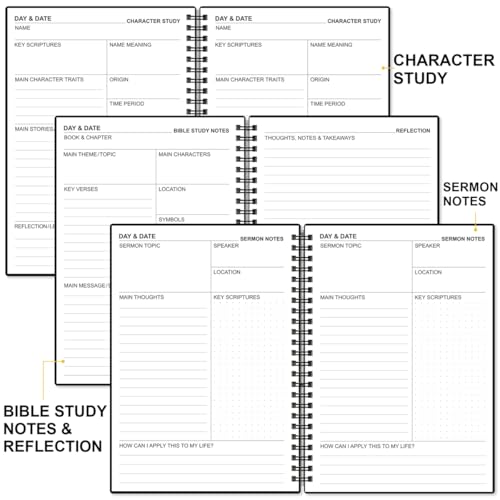 Heveboik Bible Study Journal/Notebook – Church Notes Notebook – Note Taking & Journaling Kit, 5.8" x 8.5", Black - color: Black