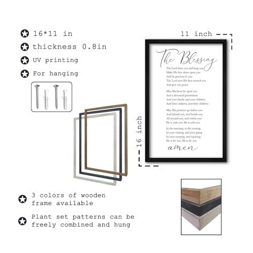 RLWangChao The Blessing Bible Verse Wall Art, 16"×11", Black - color: The Blessing (Black), size: 16"L x 11"W