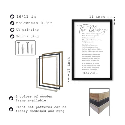 RLWangChao The Blessing Bible Verse Wall Art, 16"×11", Black - color: The Blessing (Black), size: 16"L x 11"W