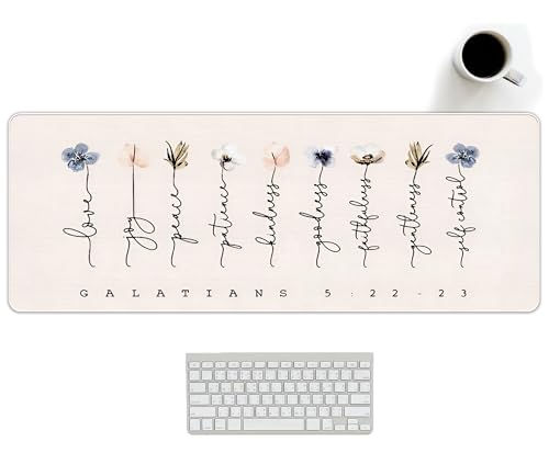 Christian Desk Mat Bible Verses Mouse Pad Flroal 31.5x11.8 - color: Christian Pink, size: 31.5L x 11.8W inches
