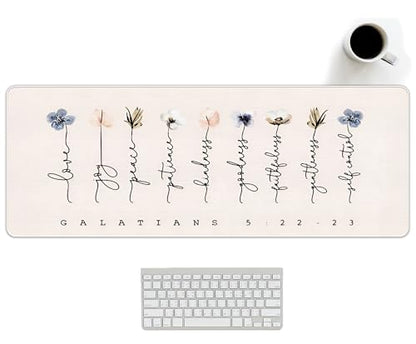 Christian Desk Mat Bible Verses Mouse Pad Flroal 31.5x11.8 - color: Christian Pink, size: 31.5L x 11.8W inches