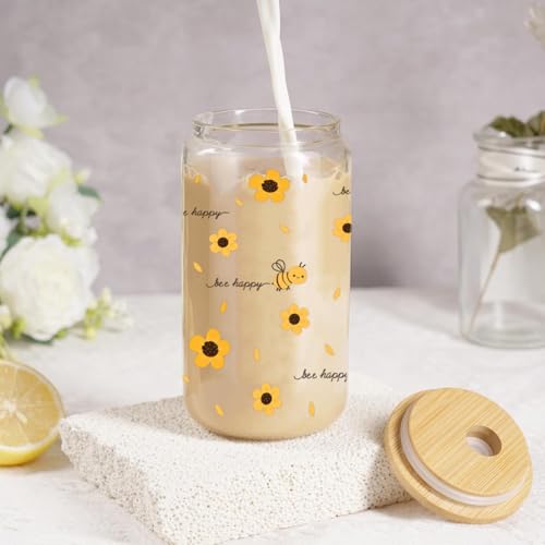 MUJUZE Bee Gifts for Women, 16 oz Tumbler & Crochet Bee Gift Set - color: Bee Happy Cup Set