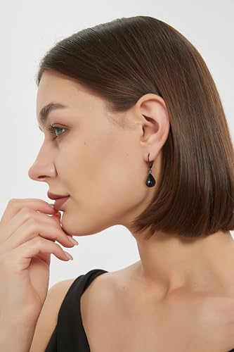 14K Gold Earring Cross Waterdrop Butterfly Heart Knot Earrings for Women Gold Silver Cross Leverback Drop Gold Silver Teardrop Hoop Dangle Earring White Gold Dangle Drop Earring - color: Black-Waterdrop Leverback Dangle Earring