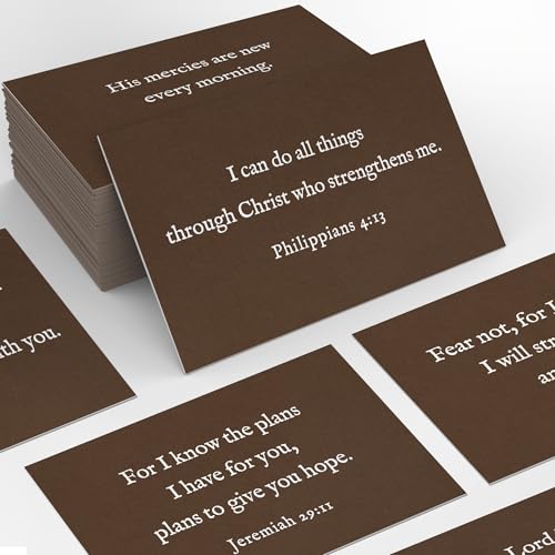Bible Verse Cards, 60 Scripture Cards with Bible Verses - color: Brown
